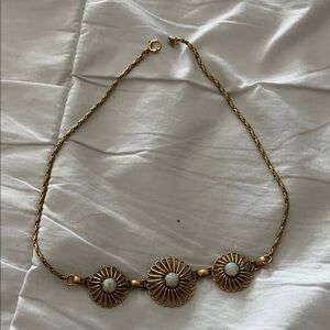 Gold-Tone Floral Opal Accent Necklace - Women Jewelry